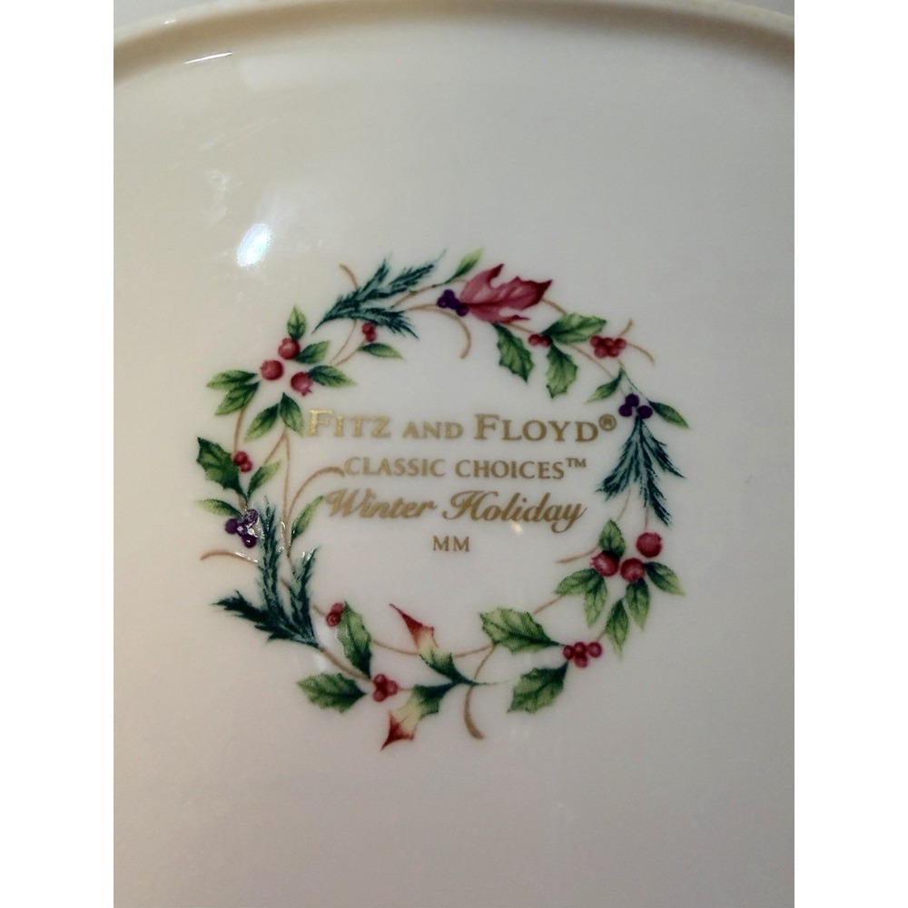 Fitz & Floyd Classic Choices Winter Holiday Lidded Trinket Box Candy Dish 5" - Picture 9 of 10